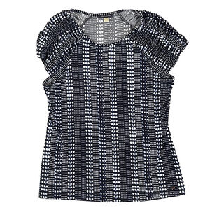 Tommy Hilfiger Womens Medium Navy White Dot Stretch Short Sleeve Top